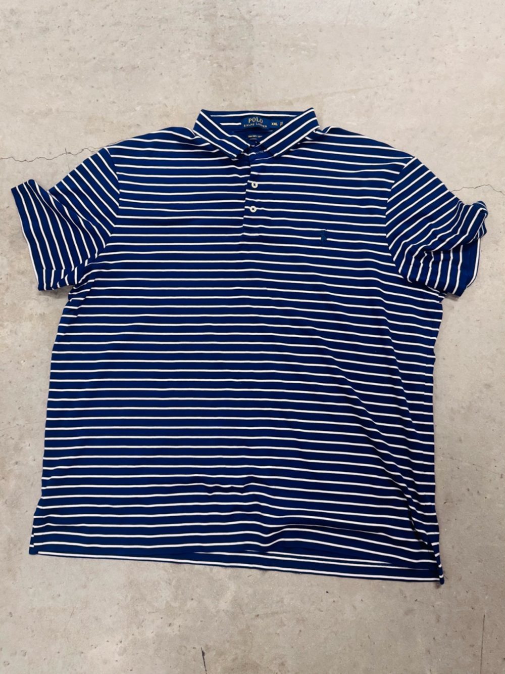Polo by Ralph Lauren Navy and White Striped Polo XXL Golf Shirt Prima Soft Touch